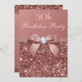 Invitation N'importe quel âge Anniversaire Rose Gold Parties (Devant / Derrière)