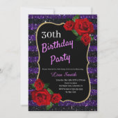 Invitation N'Importe Quel Âge Anniversaire Violet Et Parties (Devant)