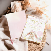 Invitation N'IMPORTE QUEL ÂGE Bunny Pink Aquarelle Fleur sauv