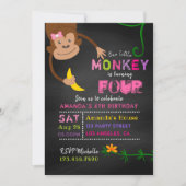 Invitation N'importe quel âge Chalkboard Petit Singe Fille An (Devant)