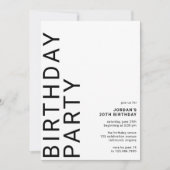 Invitation N'importe quel âge | Cool Moderne Minimale Unisex  (Devant)