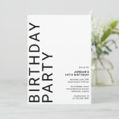 Invitation N'importe quel âge | Cool Moderne Minimale Unisex  (Debout devant)