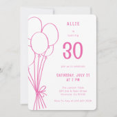 Invitation N'Importe Quel Âge Dessiné À La Main Balloon Anniv (Devant)