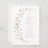 Invitation N'importe quel âge Dusty Fleur sauvage rose Boho 8 (Devant)