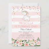 Invitation N'IMPORTE QUEL ÂGE - Eléphante Fille Anniversaire  (Devant)