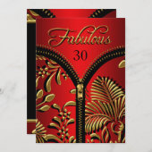 Invitation N'importe quel âge Fabrique Royal Rouge Or Noir An (Devant / Derrière)