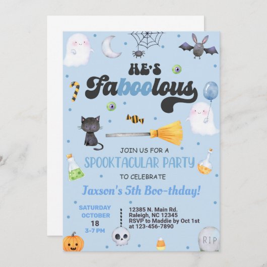 Invitation N'IMPORTE QUEL ÂGE fabuleux Halloween garçon boo-a (Devant / Derrière)
