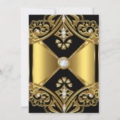 Invitation N'importe quel âge fête d'anniversaire Black Gold  (Dos)