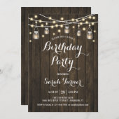 Invitation N'importe quel âge fête d'anniversaire - Bois rust (Devant / Derrière)