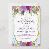 Invitation N'IMPORTE QUEL ÂGE - Floral Anniversaire Fête Invi (Devant)