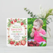 Invitation N'IMPORTE QUEL ÂGE - Fraise très Berry Photo Anniv (Debout devant)