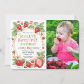 Invitation N'IMPORTE QUEL ÂGE - Fraise très Berry Photo Anniv (Devant)