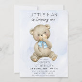 Invitation N'importe quel âge l'ours en peluche garçon annive (Devant)