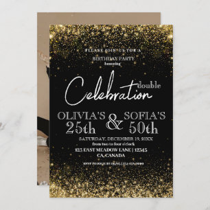 Invitation N'importe quel âge moderne Black Gold Parties scin