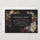 Invitation N'importe quel âge | Moderne Black Moody Dark Flor (Devant)