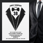 Invitation N'importe quel âge Noir Argent Tuxedo fête d'anniv
