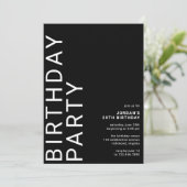 Invitation N'importe quel âge Noir moderne Sexe Neutre Annive (Debout devant)