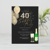 Invitation N'importe quel âge, or Parties scintillant Ballons (Debout devant)