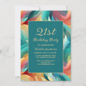 Invitation N'importe quel âge Orange Turquoise Abstrait (Devant)