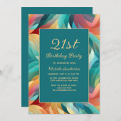Invitation N'importe quel âge Orange Turquoise Abstrait (Devant / Derrière)