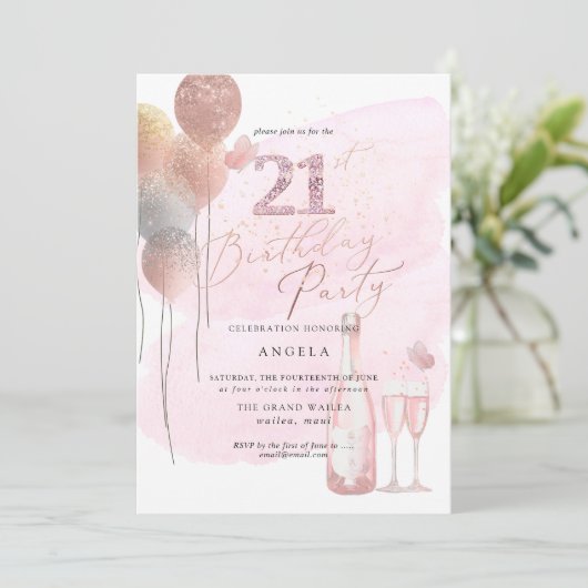 Invitation N'importe quel âge, Parties scintillant Ballons Ch (Debout devant)