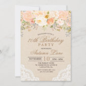 Invitation N'IMPORTE QUEL ÂGE - Peach Floral Lace Anniversair (Devant)