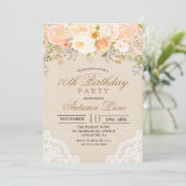 Invitation N'IMPORTE QUEL ÂGE - Peach Floral Lace Anniversair (Debout devant)