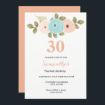 Invitation N'importe quel âge Pêche florale 30e anniversaire<br><div class="desc">Convient pour toutes les années. Il vous suffit de modifier le numéro et le texte à votre guise. Floral Pretty Peach 30th Birthday Invitation Collection correspondante à Niche et Nest store. Nous avons utilisé des oeuvres de : Freshmint Paperie https://www.etsy.com/shop/FreshmintPaperie</div>