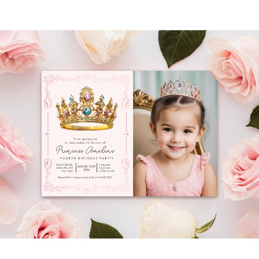 Invitation N'IMPORTE QUEL ÂGE - Princesse Crown Fairytale Ann