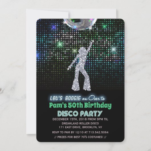 Invitation N'IMPORTE QUEL ÂGE - Retro Disco Anniversaire Fête (Devant)