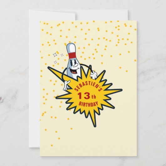 Invitation N'importe quel âge Retro Mascot Bowling Anniversai (Dos)