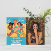 Invitation N'importe quel âge retro roller skate fille photo (Debout devant)