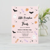 Invitation N'importe quel âge rose Notre petit Citrouille Hal (Debout devant)