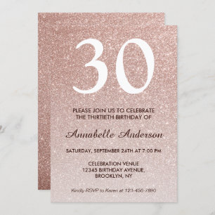 Invitation N'importe quel âge Rose Rose Rose Gold Parties sci