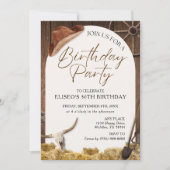 Invitation N'importe quel âge Rustique Bois Occidental Invita (Devant)