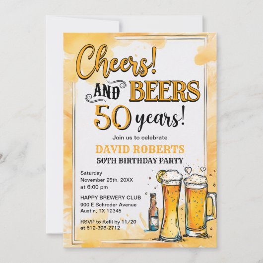 Invitation N'Importe Quel Âge Salutations Et Bières Surprise (Devant)