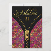 Invitation N'Importe Quel Âge Séquins Fabuleux Or Rose Noir A (Devant)