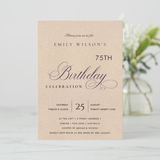 INVITATION N'IMPORTE QUEL ÂGE SIMPLE ROSE BLANC PARTIES SCINT (Debout devant)