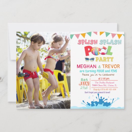 Invitation N'IMPORTE QUEL ÂGE - Splish Splash Double Pool Par (Devant)