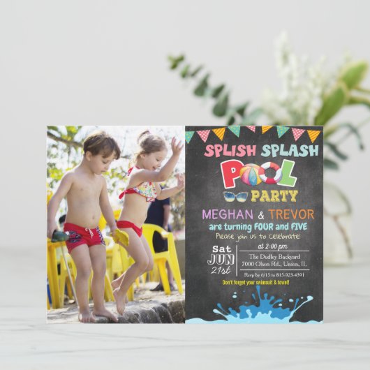 Invitation N'IMPORTE QUEL ÂGE - Splish Splash Double Pool Par (Debout devant)