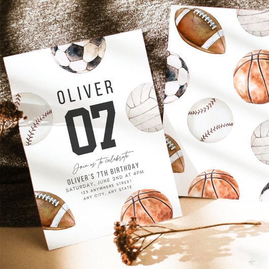 Invitation N'IMPORTE QUEL ÂGE Sports Thème Anniversaire Baske