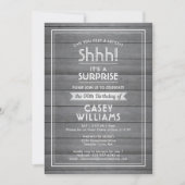 Invitation N'importe quel âge Surprise Anniversaire Gris Faux (Devant)