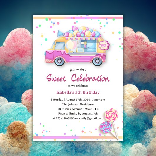 Invitation N'importe quel âge Sweet Celebration Cotton Candy