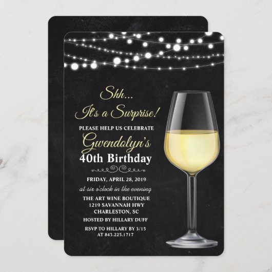 Invitation N'IMPORTE QUEL ÂGE - Vins Éclairants Anniversaire (Devant / Derrière)