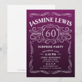 Invitation N'importe quel âge whisky violet surprise 60e anni (Devant / Derrière)