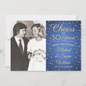 Invitation N'IMPORTE QUEL Anniversaire 2 Photo Cheers Blue et (Devant)