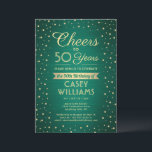 Invitation N'IMPORTE QUEL Anniversaire Cheers Brossé Vert & O<br><div class="desc">Famille Invitation et amis à une fête d'anniversaire élégante avec des invitations personnalisées vertes et or. Tout le libellé de ce modèle (y compris "Cheers to 50 Years") est mis en place pour un 50ème anniversaire, mais est simple à personnaliser pour n'importe quelle année ou type d'événement. Le design comprend...</div>
