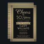 Invitation N'IMPORTE QUEL Anniversaire Cheval Bordure Classiq<br><div class="desc">Famille d'Invitations et amis à une fête d'anniversaire élégante avec des invitations personnalisées en noir et fausse feuille d'or. Tout le libellé de ce modèle (y compris "Cheers to 50 Years") est mis en place pour un 50ème anniversaire, mais est simple à personnaliser pour n'importe quelle année ou type d'événement....</div>