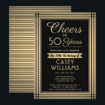 Invitation N'IMPORTE QUEL Anniversaire Cheval Bordure Classiq<br><div class="desc">Famille d'Invitations et amis à une fête d'anniversaire élégante avec des invitations personnalisées en noir et fausse feuille d'or. Tout le libellé de ce modèle (y compris "Cheers to 50 Years") est mis en place pour un 50ème anniversaire, mais est simple à personnaliser pour n'importe quelle année ou type d'événement....</div>