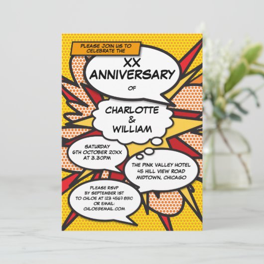 Invitation N'importe quel anniversaire de mariage Fun Retro B (Debout devant)